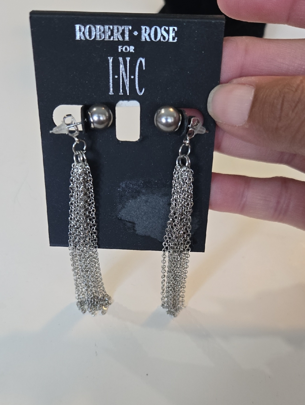 Robert Rose Silver-Tone Chain Tassel Drop Earrings